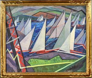 LOBINGIER Elizabeth Miller 1889-1973,Gloucester sailboats, abstract,Kaminski & Co. US 2019-06-01