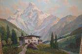 LOBIS J 1875-1905,chalet with distant mountain,Lawrences of Bletchingley GB 2023-01-31