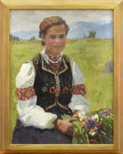 LOBODA Ivan Ivanovitch 1926,Kvinna i landskap,1959,Uppsala Auction SE 2013-03-05