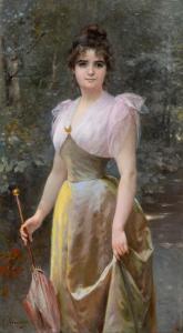 LOBRICHON Timoleon Maria 1831-1914,A Lady in a Park,William Doyle US 2023-04-05