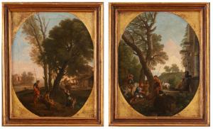 LOCATELLI Andrea 1695-1741,Due paesaggi laziali con astanti,Finarte IT 2023-11-29