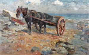 LOCKWOOD Lucy 1900-1900,Häst och vagn på strand,1902,Uppsala Auction SE 2010-03-15