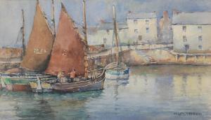 LOCKWOOD Wilton 1862-1914,The Harbour Polperro Cornwall,Mellors & Kirk GB 2022-07-12