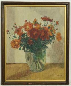 LODEIZEN Johannes 1892-1980,Boeket oranje gerbera's,Venduehuis NL 2017-12-20