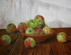 LODEIZEN Johannes,Stilleven van een aardewerken schaal met appels,1925,Venduehuis 2021-10-17