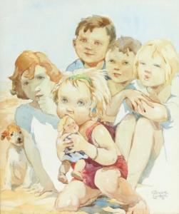 LODGE Grace 1900-1900,Children on a Beach,Simon Chorley Art & Antiques GB 2017-01-31