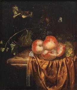 LOEDING Harmen 1637-1673,Still life of peaches and grapes with a roemer on ,Bonhams GB 2023-07-05
