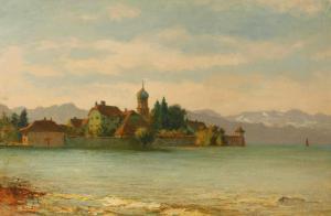 LOFFLER Franz 1875-1955,Ansicht des idyllisch auf einer Halbinsel im Boden,Mehlis DE 2019-08-22