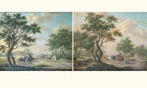 LOFVERS J.H 1768-1814,paire de paysages animés de personnag,Artcurial | Briest - Poulain - F. Tajan 2004-12-12