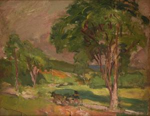 LOGAN Robert Henry 1874-1942,Horse Cart in Landscape,Simpson Galleries US 2022-10-01