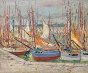 LOGHI Kimon 1873-1952,Boats at Concarneau,1929,Artmark RO 2023-10-18
