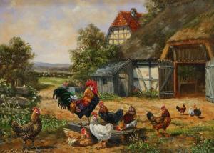 LOHMANN Adolf 1928,Farmyard scene with chickens,Rosebery's GB 2022-06-22