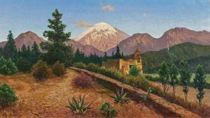 LOHR August 1843-1919,Mountain Landscape in Mexico with Popocatepetl,1915,Van Ham DE 2023-11-17