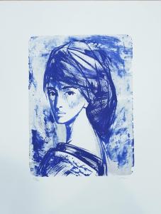 LOILIER Hervé 1948,Portrait en bleu,Sadde FR 2023-02-07