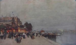 LOIR Luigi 1845-1916,A crowd in front of a theatre on the bank of the Seine,Christie's GB 2012-11-21