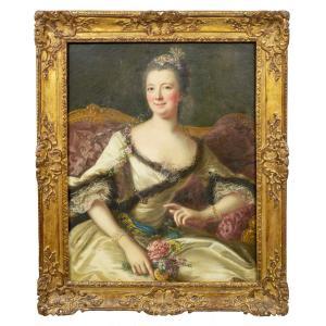 LOIR Marianne 1715-1769,Portrait de dame en robe de satin bordée de fourrure.,Piasa FR 2023-06-29