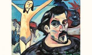 LOLOCHKA Laurence 1957,Autoportrait au Christ de Gauguin,Aguttes FR 2003-06-25