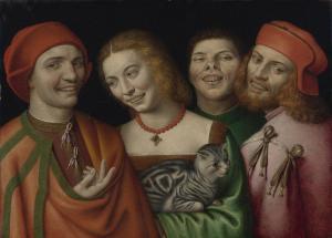 LOMAZZO Gian Paolo 1538-1600,THREE MEN WITH A WOMAN HOLDING A CAT,Sotheby's GB 2012-01-26