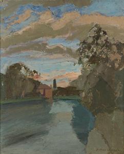 LOMBARD Alfred 1884-1973,Rivière au crépuscule, Normandie,1927,Rossini FR 2022-02-28