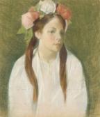 LOMIKIN Constantin,Portrait of a young girl with flowers in her hair,1986,Glerum 2007-06-10