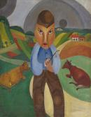 LOMNITZ Alfred Walter 1892-1953,Peasant with Cows in the Field,1924,Van Ham DE 2011-05-31