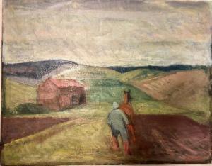 LONDAL Eiler 1887-1971,Landsscape with farmer and horse,Bruun Rasmussen DK 2021-12-23