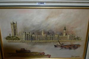 LONDON Brett,View of the Palace of Westminster from the Thames,Lawrences of Bletchingley 2016-10-18