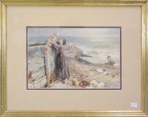LONG M.H 1800-1900,Mère et enfants sur la plage,Rops BE 2017-10-08
