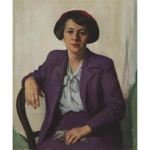 LONG Marion 1882-1970,WOMAN IN A PURPLE SUIT,1954,Waddington's CA 2022-03-10