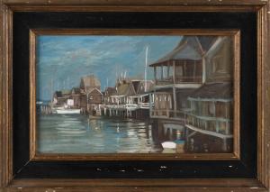 LONGENECKER Paul 1920-2008,Nantucket Wharf as seen from Easy Street,Eldred's US 2023-07-28