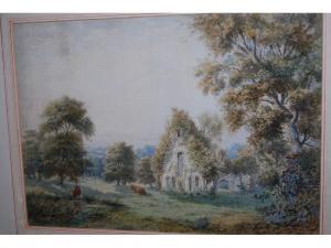 LONGHURST F.G,cattle grazing before abbey ruins in a landscape,Lawrences of Bletchingley 2009-04-21