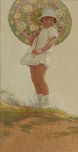 LONGMATE Ernest 1876-1955,Portrait of the artist's daughter with a parasol,Rosebery's GB 2021-10-05