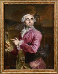 LONSING François 1739-1799,Portrait d\’homme devant la foule,Osenat FR 2020-11-01