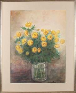 LOO van Pit 1905-1993,Glass vase with yellow flowers,1936,Twents Veilinghuis NL 2017-10-13