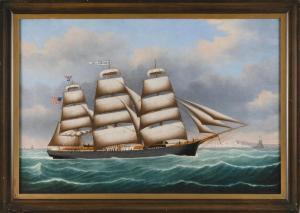 LOOS John Frederick 1861-1895,The American ship Robert L. Lane,1871,Eldred's US 2023-08-30