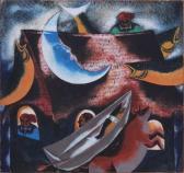 LOPEZ JAVIER emiliano 1959,MOON, FISH & BOAT,1984,Clark Cierlak Fine Arts US 2020-06-27