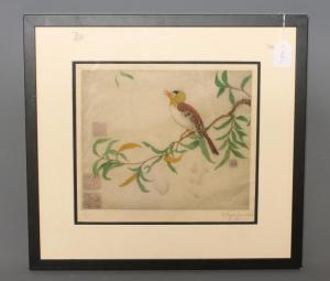 LORD Elyse Ashe 1900-1971,Exotic Bird on Branch,Hartleys Auctioneers and Valuers GB 2018-03-21