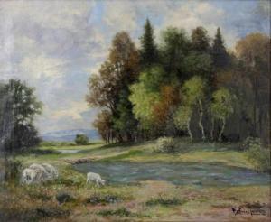 LORENZ Gottfried 1860-1928,Landschaft mit grasenden Schafen,DAWO Auktionen DE 2019-08-31