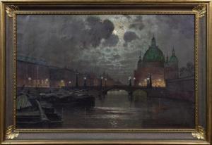 LORENZ MUROWANA Ernst 1872-1950,Friedrichsbrücke w Berlinie nocą,Rempex PL 2023-03-15