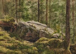LORENZ Wiest,Waldlichtung mit Felsen,1886,Wendl DE 2016-10-20