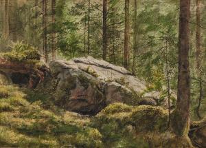 LORENZ Wiest,Waldlichtung mit Felsen,1886,Wendl DE 2018-03-01