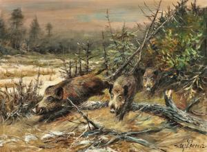 LORENZ Willy 1901-1981,Wild boars at the edge of the woods,Palais Dorotheum AT 2024-02-21