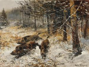 LORENZ Willy 1901-1981,Wild boars at the edge of the woods in the winter,Palais Dorotheum 2024-02-21
