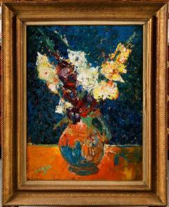 LORJOU Bernard 1908-1986,Bouquet de glaïeuls sur fond bleu,Osenat FR 2024-03-24