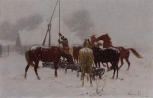 LOS Wlodzimierz 1849-1888,Watering Horses, Winter,1886,William Doyle US 2021-05-19