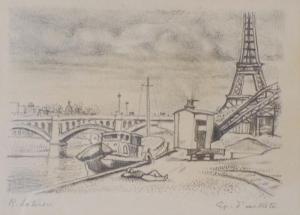 LOTIRON Robert 1886-1966,Vue de la Tour Eiffel depuis les quais à Paris,Millon & Associés 2016-10-18