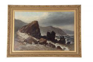 LOTT Frederick Tully 1800-1900,A coastal scene with figures climbing ashore,Keys GB 2022-07-27