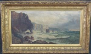 LOTT Frederick Tully 1800-1900,dramatic and stormy coastal cliff scene,Peter Francis GB 2017-12-06