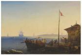 LOTTIER Louis 1815-1892,Vue du Bosphore avec turcs en barque, voiliers et ,Brissoneau FR 2017-03-15