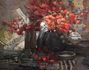 LOUDON Laura,A Still Life of a Profusion of Red Flowers in Vase,1920,John Nicholson 2020-06-12
